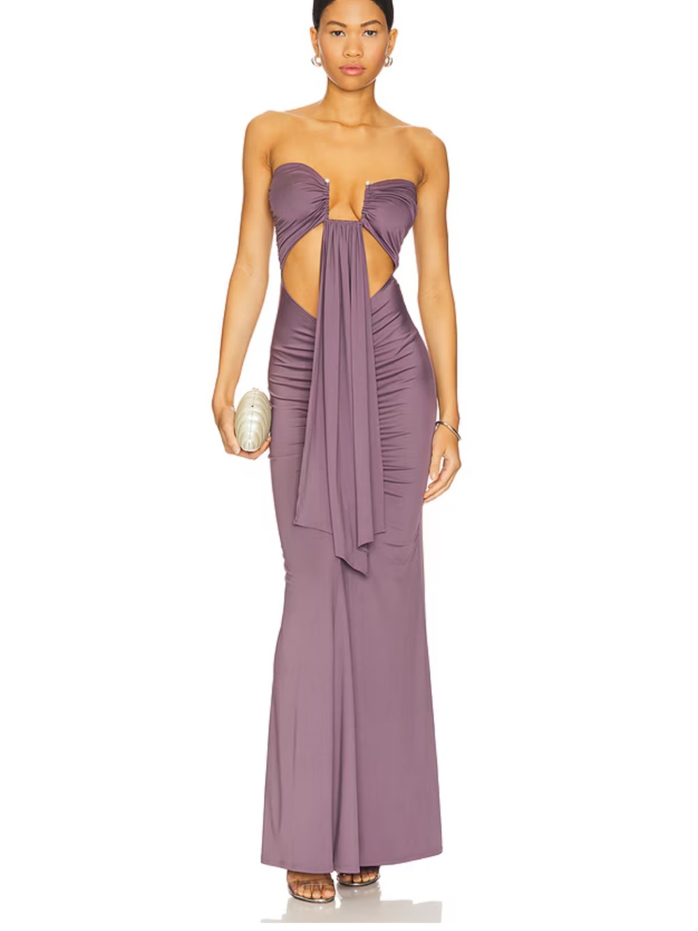 superdown Strapless Cutout Maxi Dress in Dusty Mauve